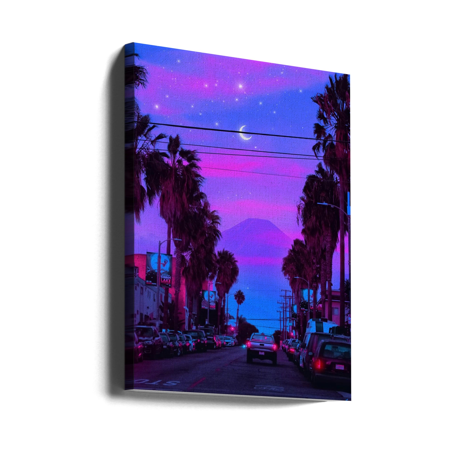 Lofi Cali by Ritvik Takkar | Neon Urban Twilight, Large Canvas Wall Art Print | Artsy Earth