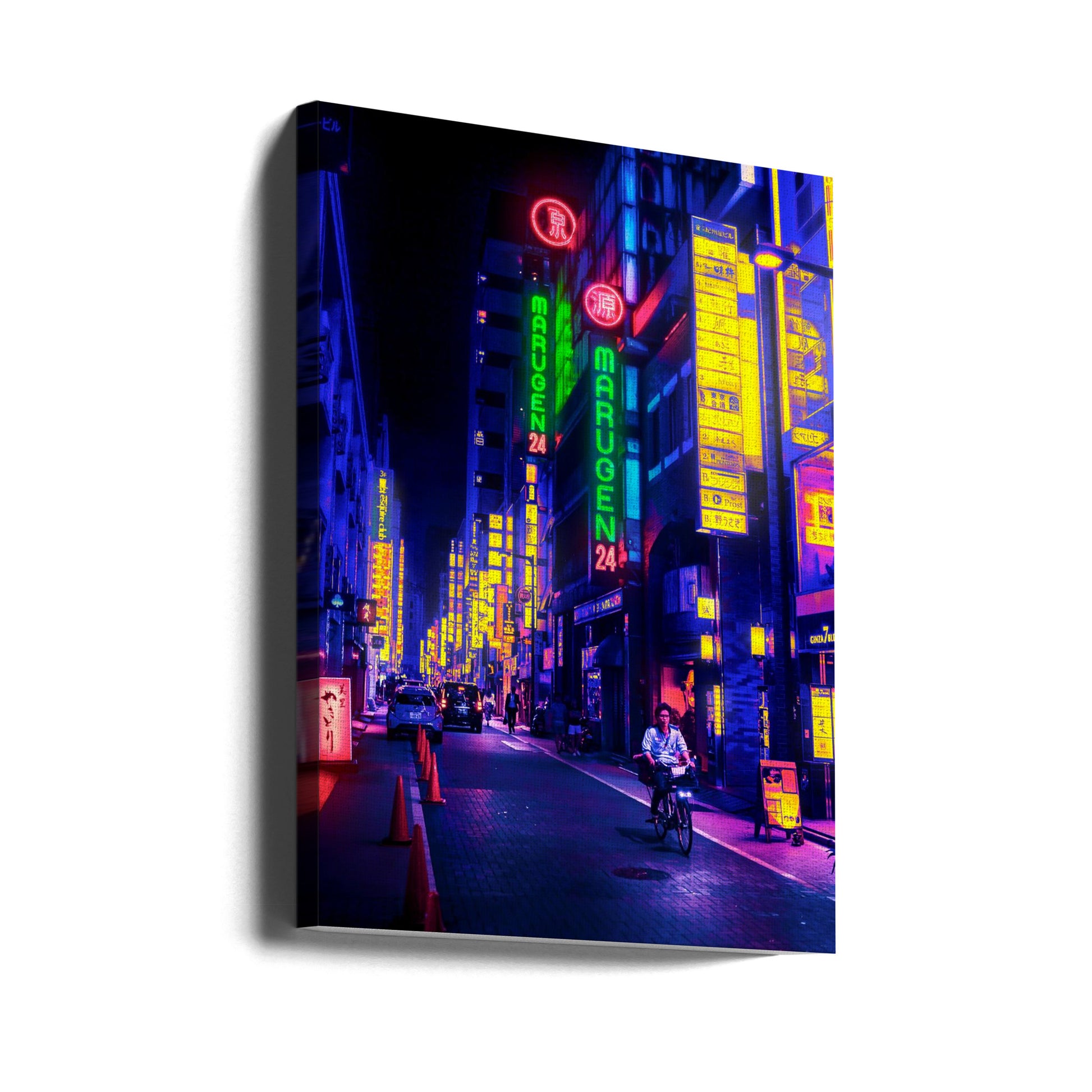 Neon Street by Ritvik Takkar | Illuminated Urban Night, Large Canvas Wall Art Print | Artsy Earth