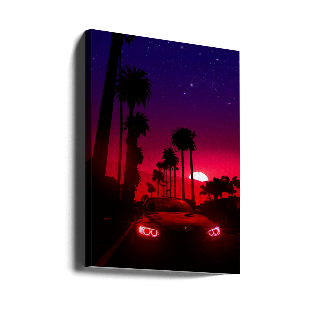 Neon Sunset Drive by Ritvik Takkar | Tropical Night Cityscape, Large Canvas Wall Art Print | Artsy Earth