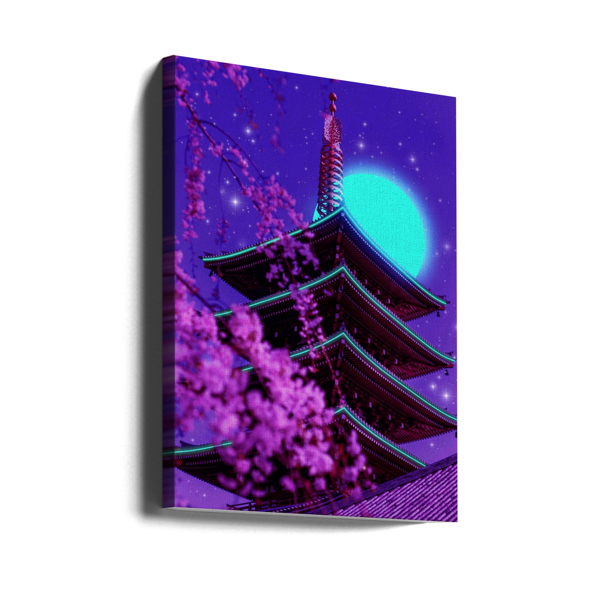 Neon Temple by Ritvik Takkar | Illuminated Sacred Architecture, Large Canvas Wall Art Print | Artsy Earth