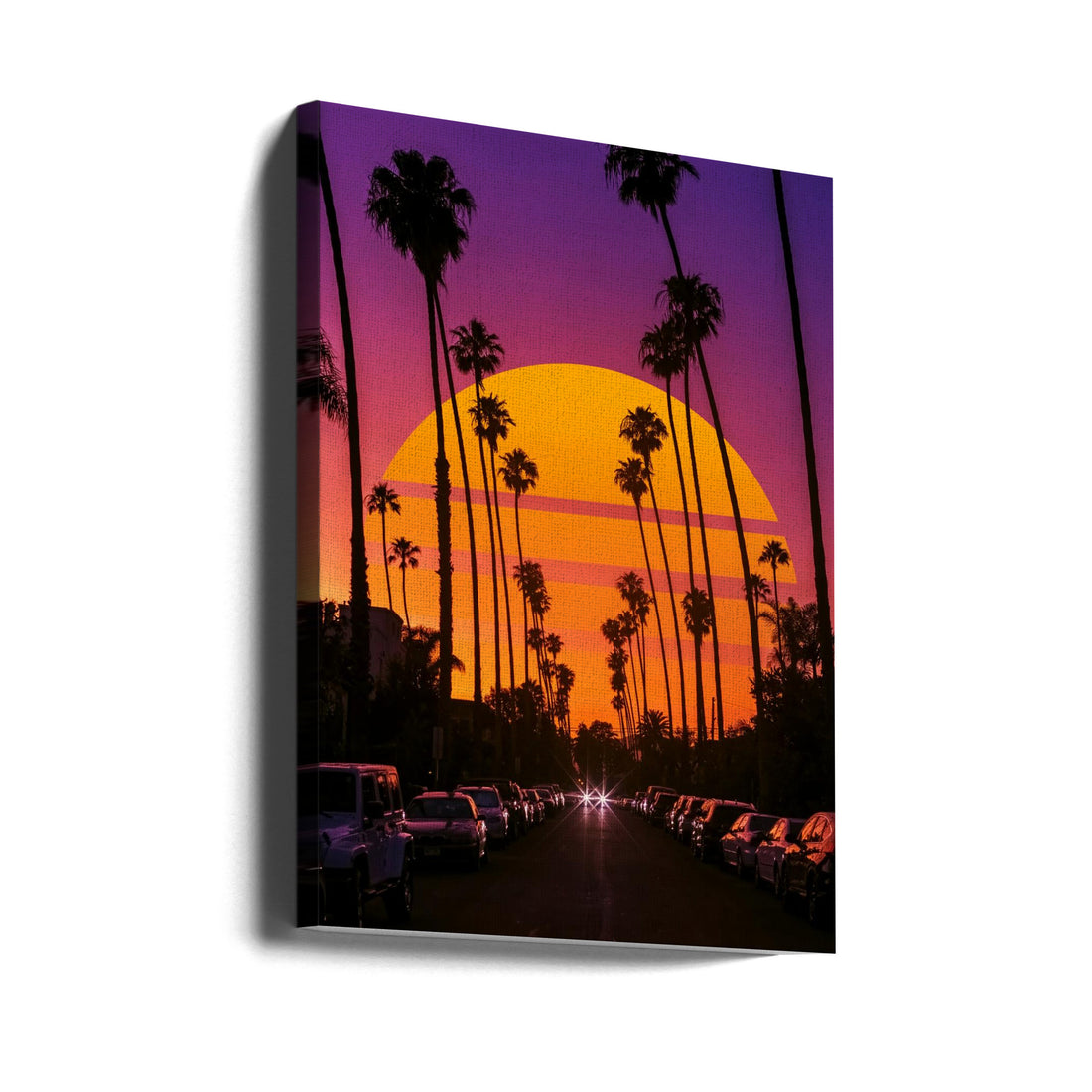 Retro Sunset by Ritvik Takkar | Tropical Twilight Silhouette, Large Canvas Wall Art Print | Artsy Earth