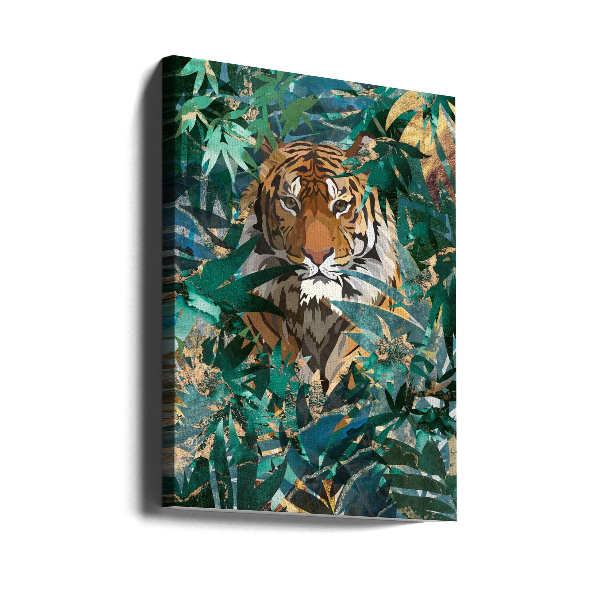 Tiger in the jungle by Sarah Manovski | Geometric Wildlife Illustration, Large Canvas Wall Art Print | Artsy Earth