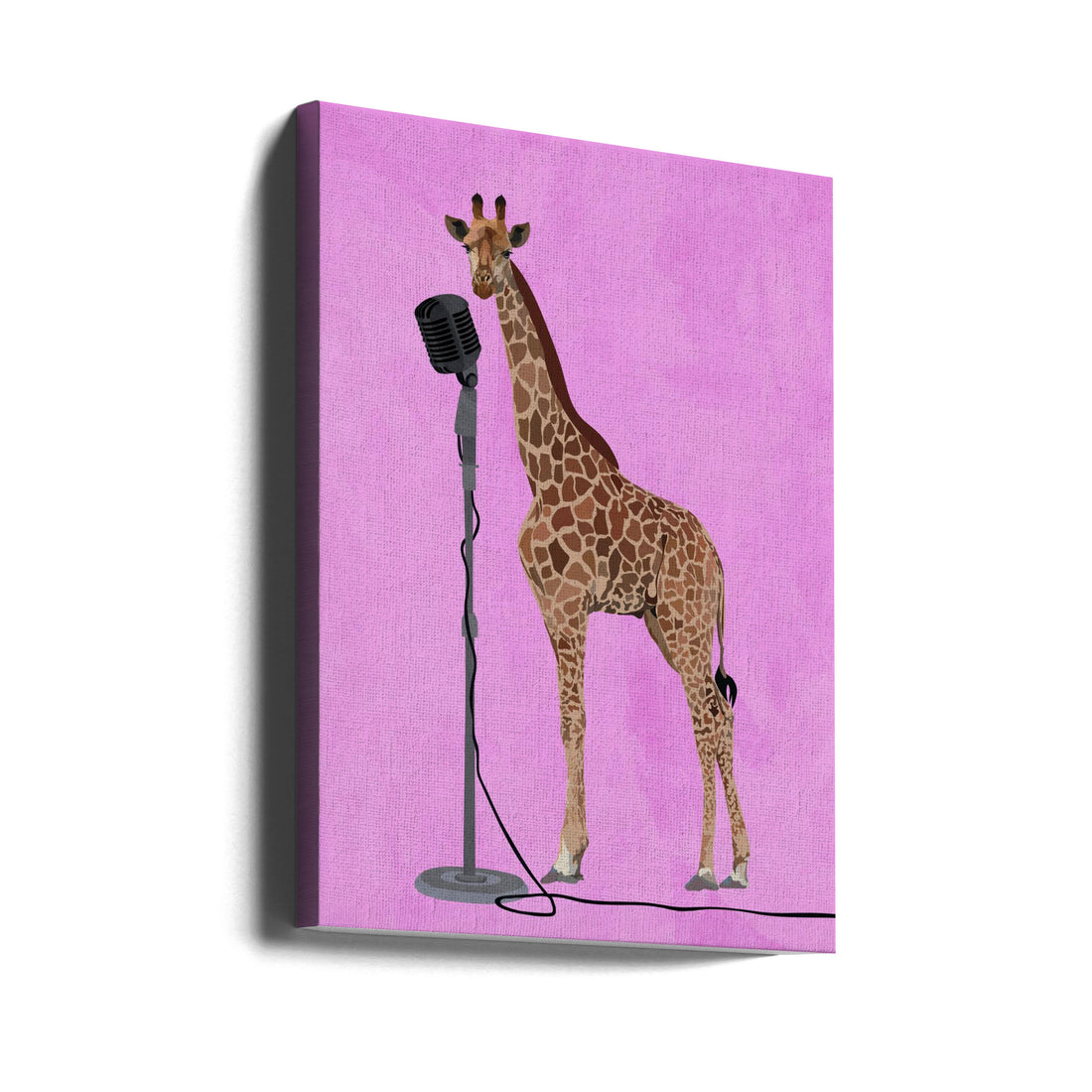 Giraffe Microphone Pink by Sarah Manovski | Funny Animal Singer, Large Canvas Wall Art Print | Artsy Earth