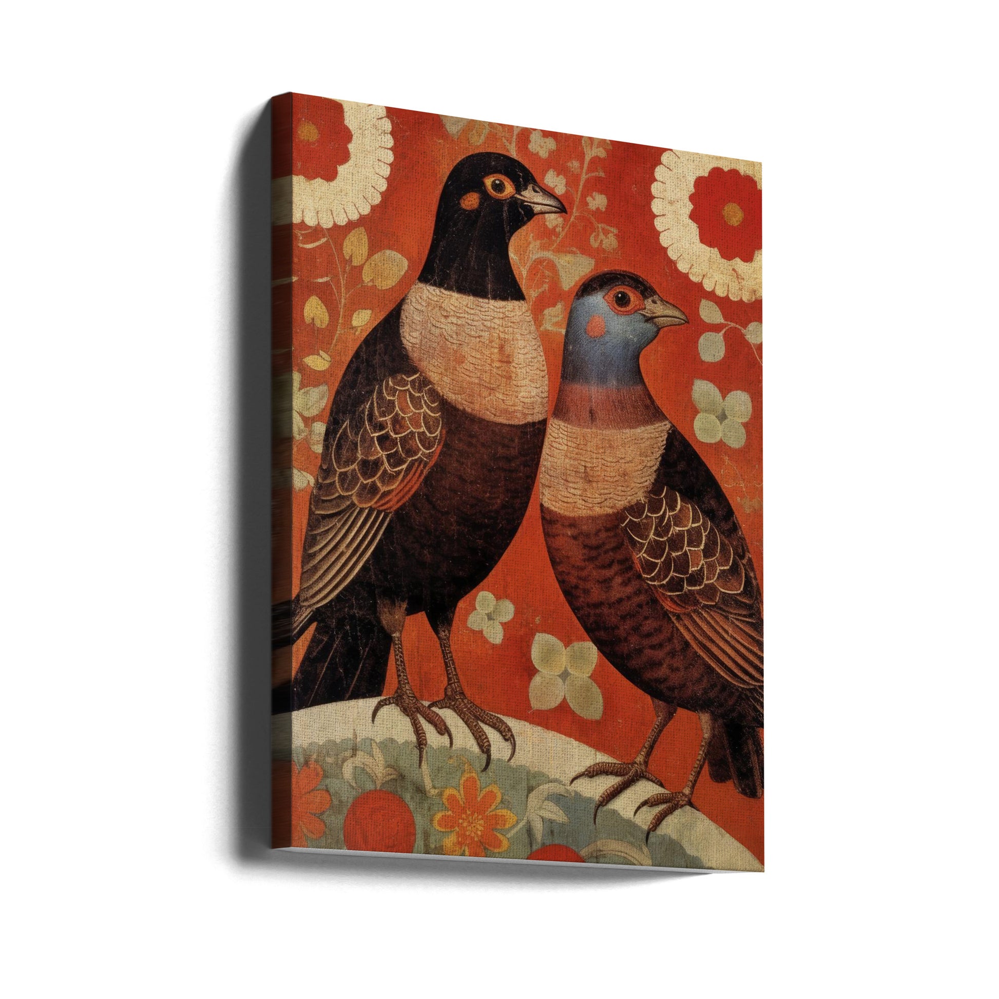 Nostalgic Birds by Treechild | Vintage Bird Illustration, Large Canvas Wall Art Print | Artsy Earth