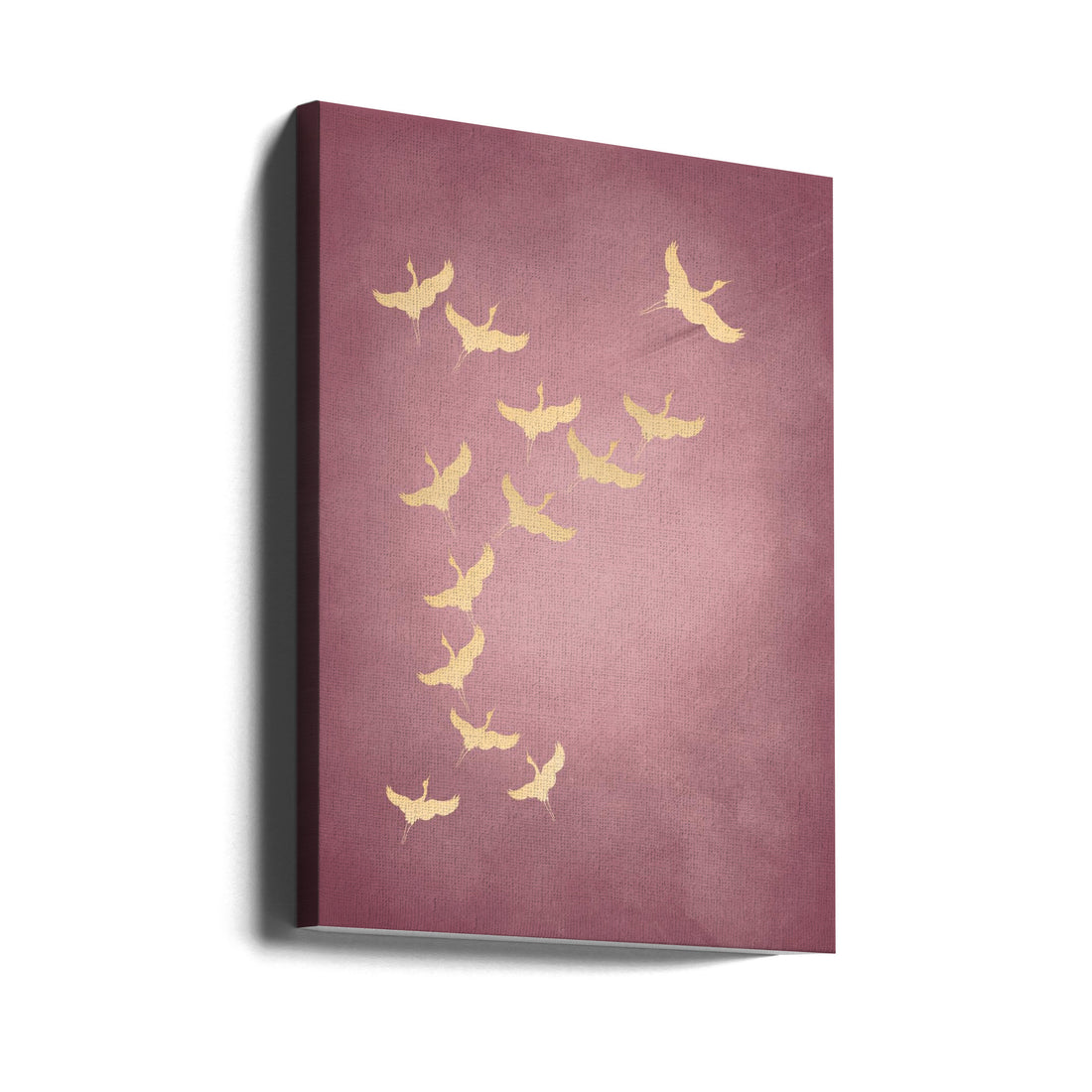 Pink Flying Cranes by Aureous | Japanese Golden Birds, Large Canvas Wall Art Print | Artsy Earth