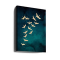 Teal Flying Cranes by Aureous | Japanese Watercolor Birds, Large Canvas Wall Art Print | Artsy Earth