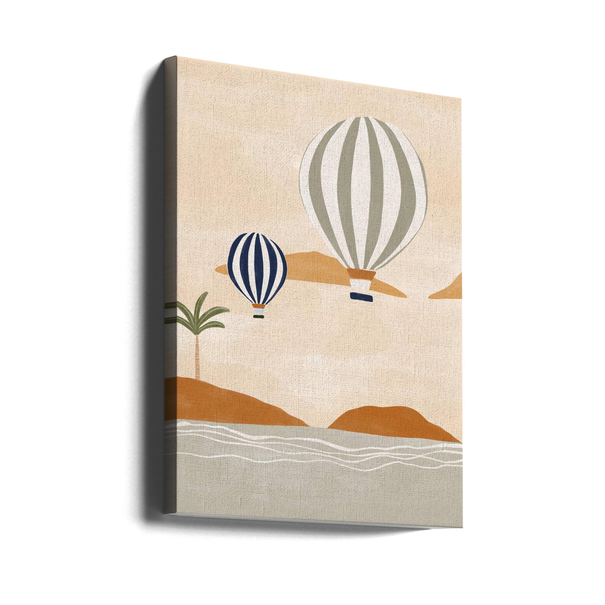 Airballoons In Desert by Ivy Green Illustrations | Hot Air Balloon Adventure, Large Canvas Wall Art Print | Artsy Earth