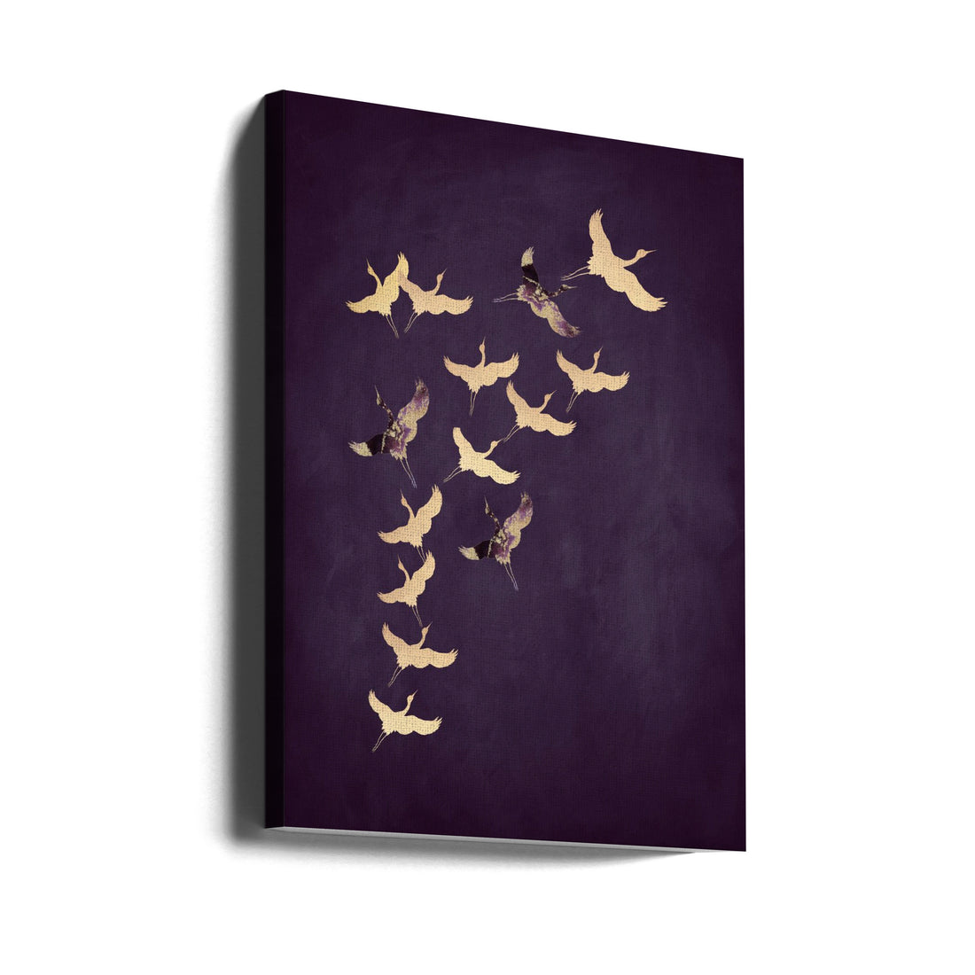 Purple Flying Cranes by Aureous | Japanese Abstract Art, Large Canvas Wall Art Print | Artsy Earth