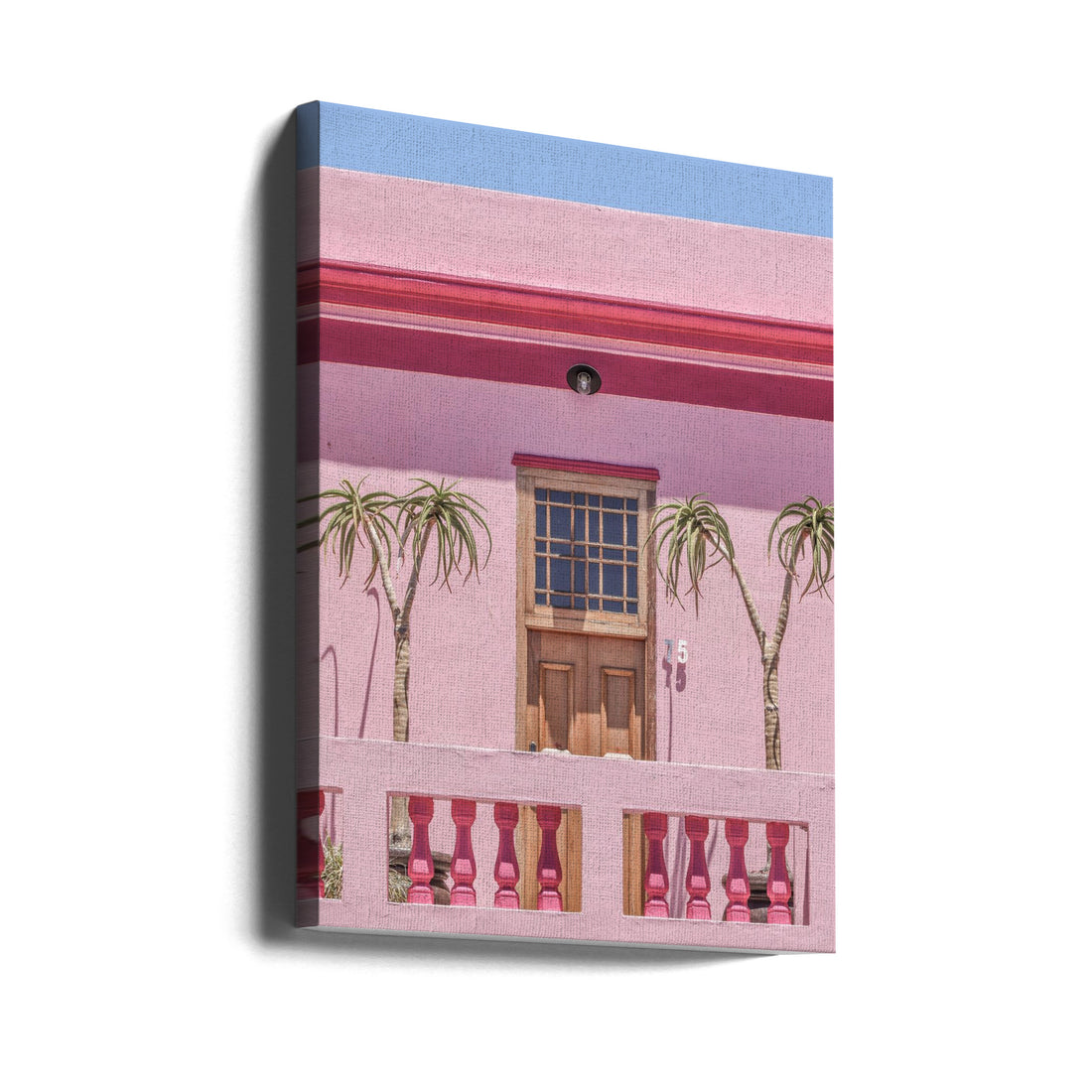 Happy Mornings by Shot By Clint | Tropical Pink Building, Large Canvas Wall Art Print | Artsy Earth