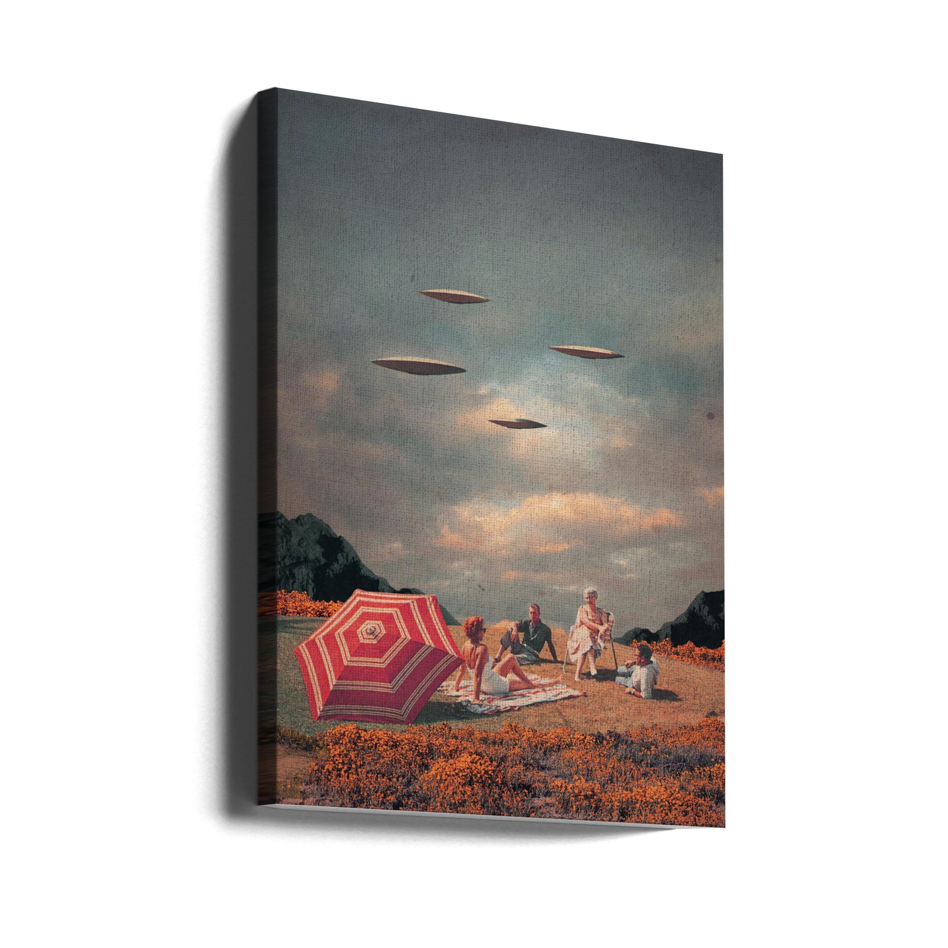 Pretend They Never Came by Frank Moth | Surreal Vintage Ufo, Large Canvas Wall Art Print | Artsy Earth