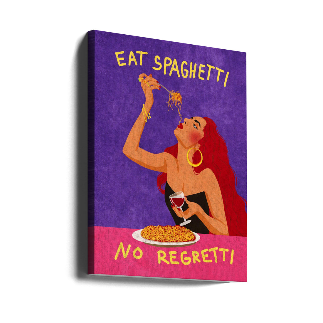 Eat spaghetti no regretti by Raissa Oltmanns | Food Wine Illustration, Large Canvas Wall Art Print | Artsy Earth