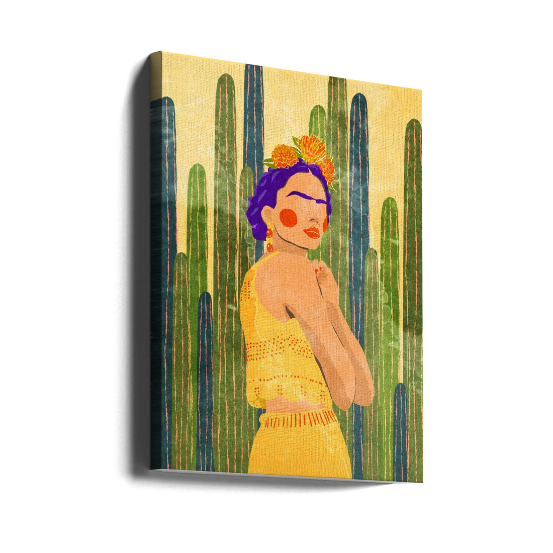 Frida and Cacti by Raissa Oltmanns | Artist Portrait Botanical, Large Canvas Wall Art Print | Artsy Earth