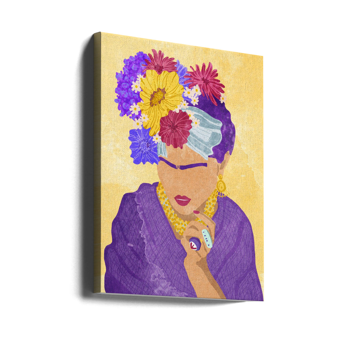 Frida and Flowers by Raissa Oltmanns | Artistic Portrait Illustration, Large Canvas Wall Art Print | Artsy Earth