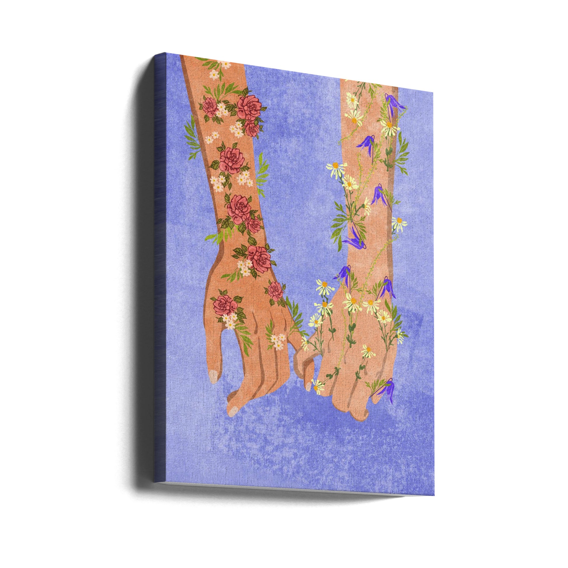 Holding Hands by Raissa Oltmanns | Feminine Floral Illustration, Large Canvas Wall Art Print | Artsy Earth