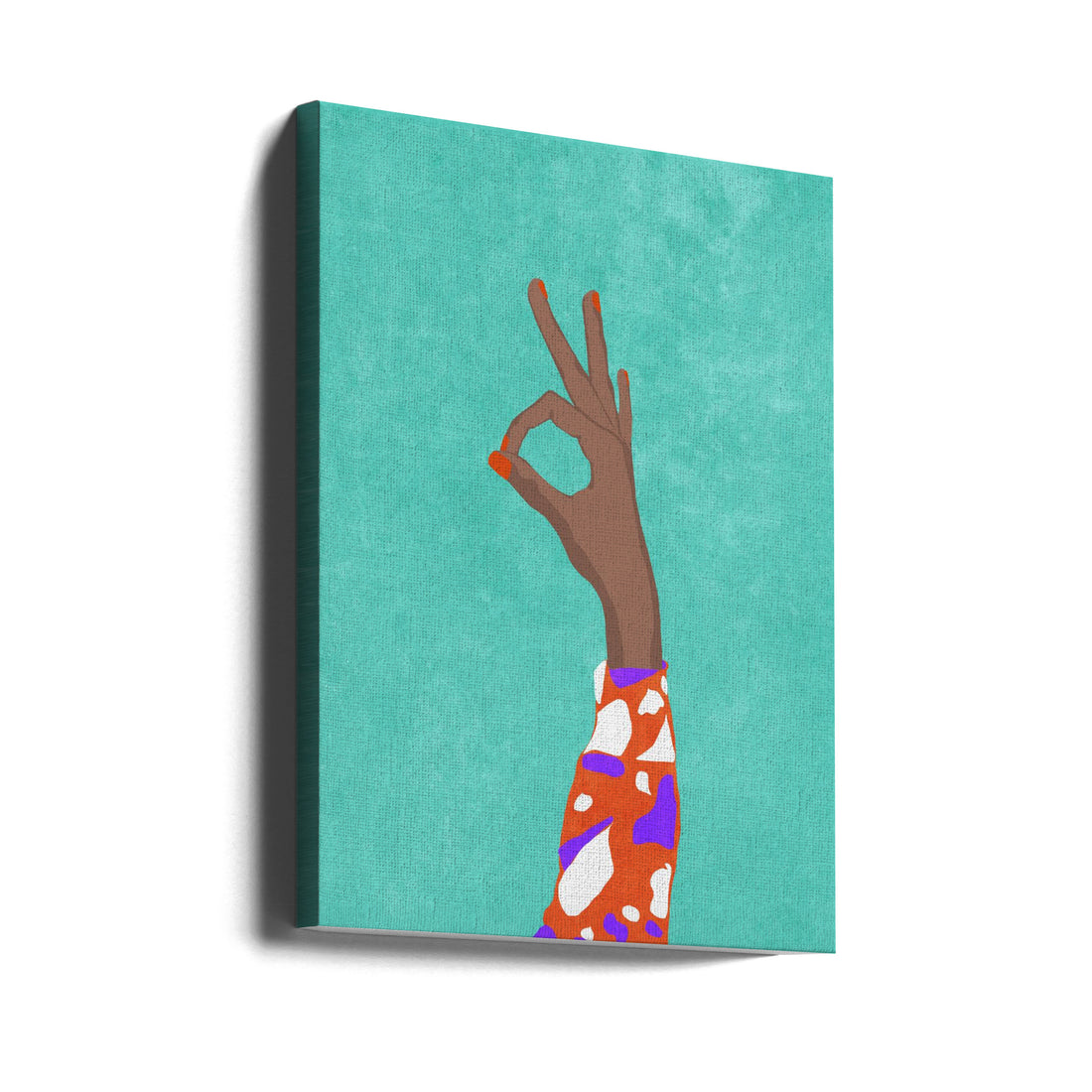 Okay Hand Sign by Raissa Oltmanns | Minimalist Digital Hand, Large Canvas Wall Art Print | Artsy Earth