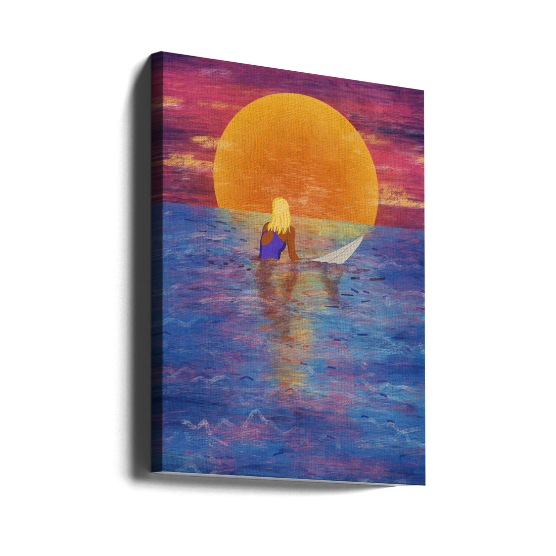 Surfer Girl by Raissa Oltmanns | Ocean Sunset Surfing, Large Canvas Wall Art Print | Artsy Earth