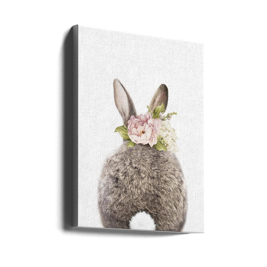 Floral Bunny Back by Lola Peacock | Cute Bunny Illustration, Large Canvas Wall Art Print | Artsy Earth