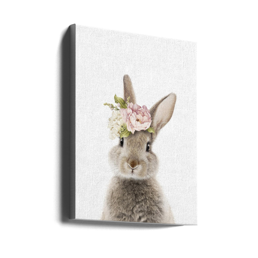 Floral Bunny by Lola Peacock | Cute Animal Portrait, Large Canvas Wall Art Print | Artsy Earth