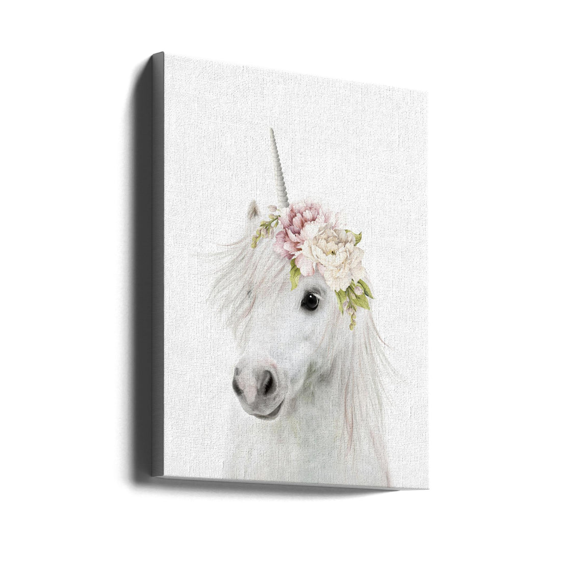 Floral Unicorn by Lola Peacock | White Unicorn Illustration, Large Canvas Wall Art Print | Artsy Earth