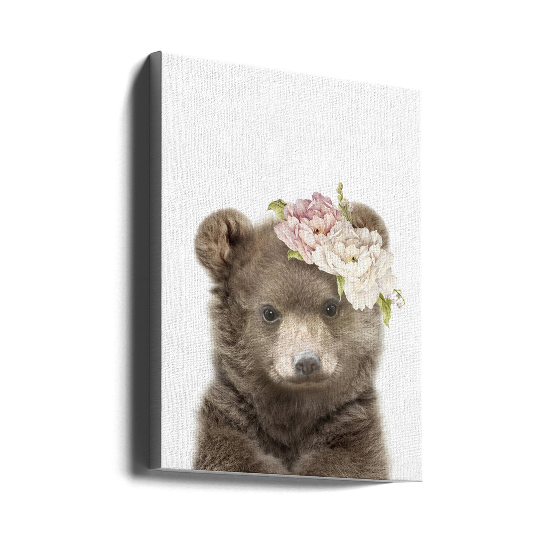 Floral Baby Bear by Lola Peacock | Baby Bear Portrait, Large Canvas Wall Art Print | Artsy Earth