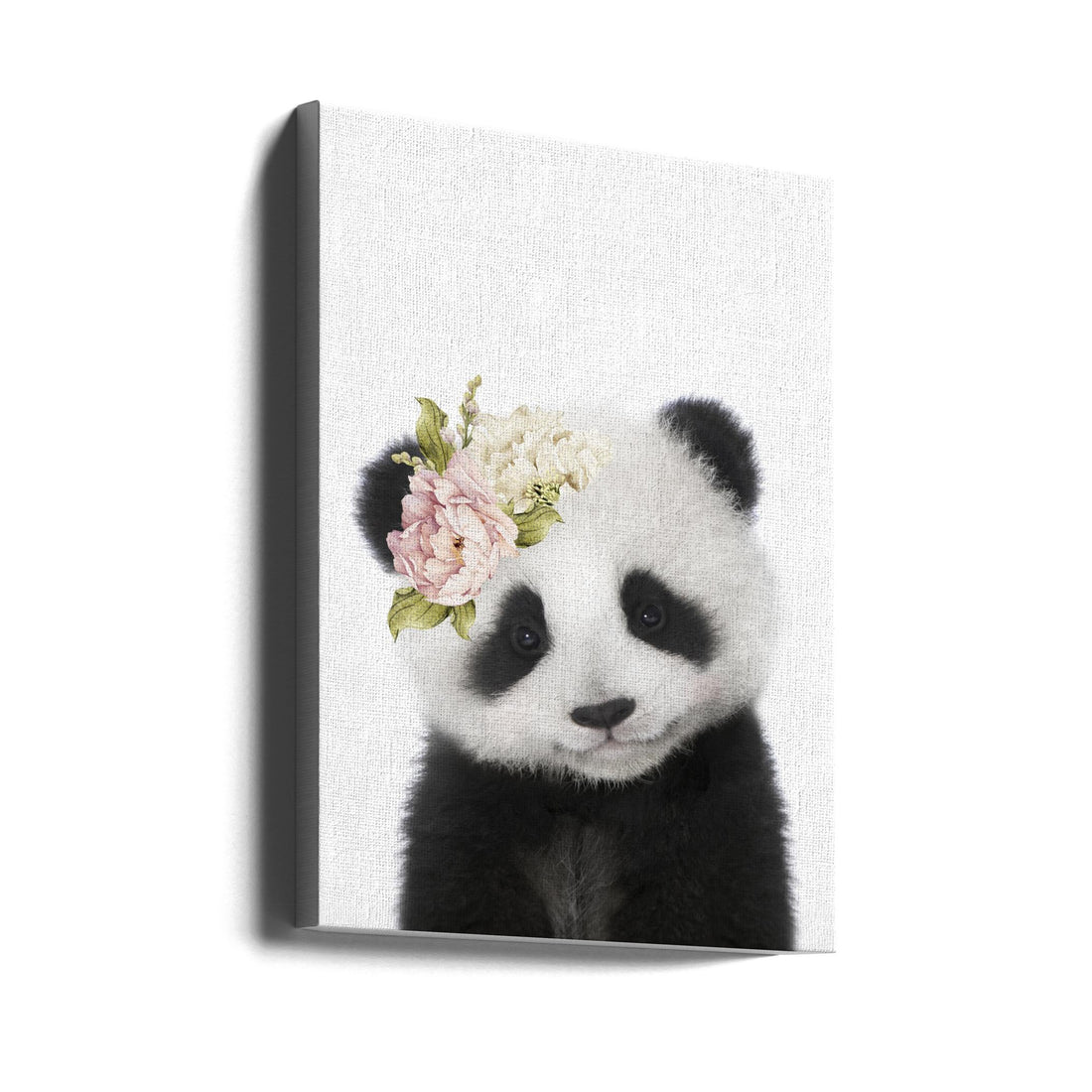 Floral Baby Panda by Lola Peacock | Cute Animal Portrait, Large Canvas Wall Art Print | Artsy Earth