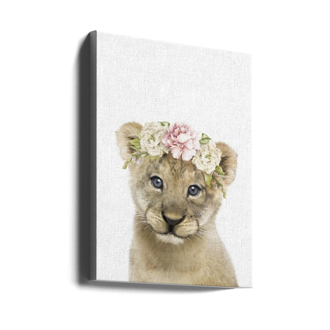 Floral Baby Lion by Lola Peacock | Cute Lion Cub, Large Canvas Wall Art Print | Artsy Earth