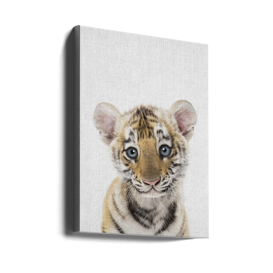 Peekaboo Baby Tiger by Lola Peacock | Nursery Animal Illustration, Large Canvas Wall Art Print | Artsy Earth