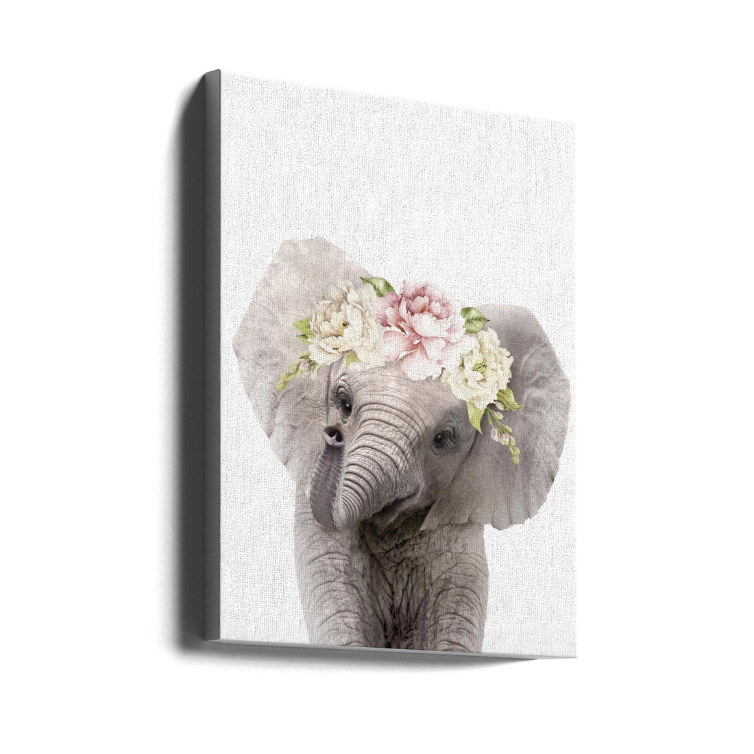 Floral Baby Elephant by Lola Peacock | Baby Elephant Nursery, Large Canvas Wall Art Print | Artsy Earth