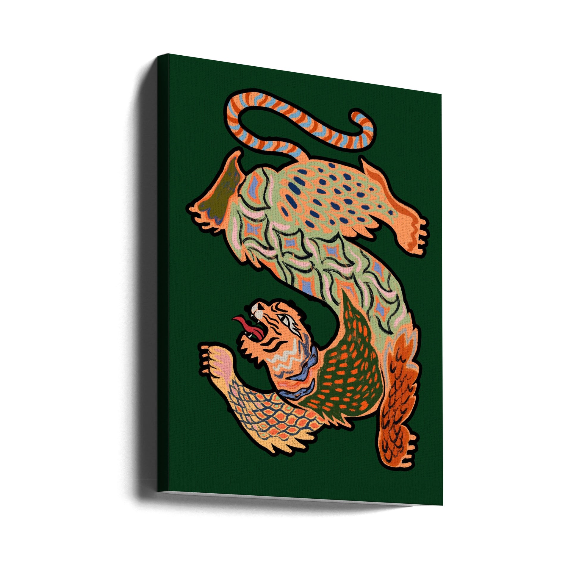 Asian Tiger Green by Arty Guava | Abstract Tiger Pattern, Large Canvas Wall Art Print | Artsy Earth