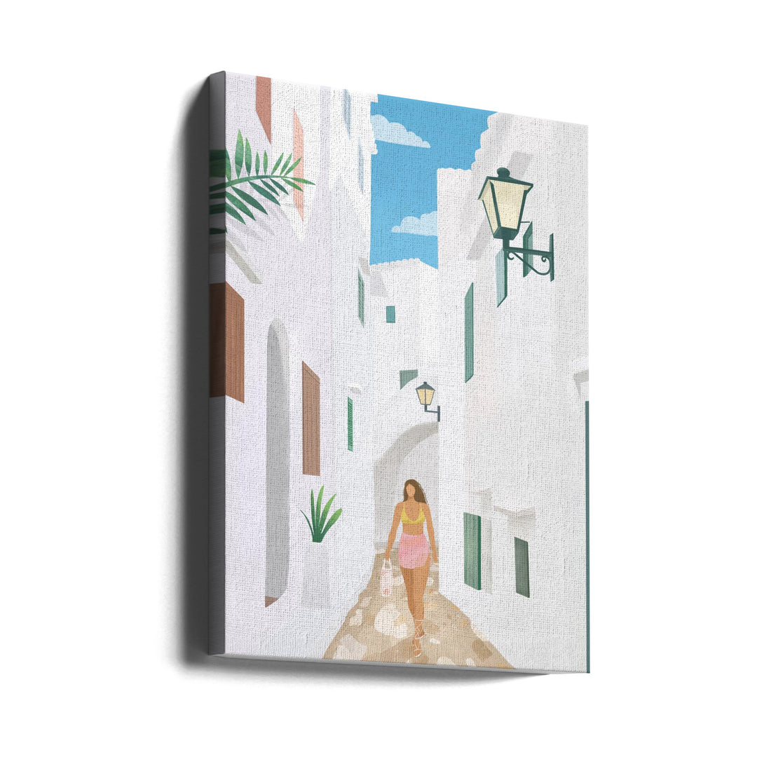 Menorca Summer Art by Petra Lizde | Coastal Holiday Illustration, Large Canvas Wall Art Print | Artsy Earth