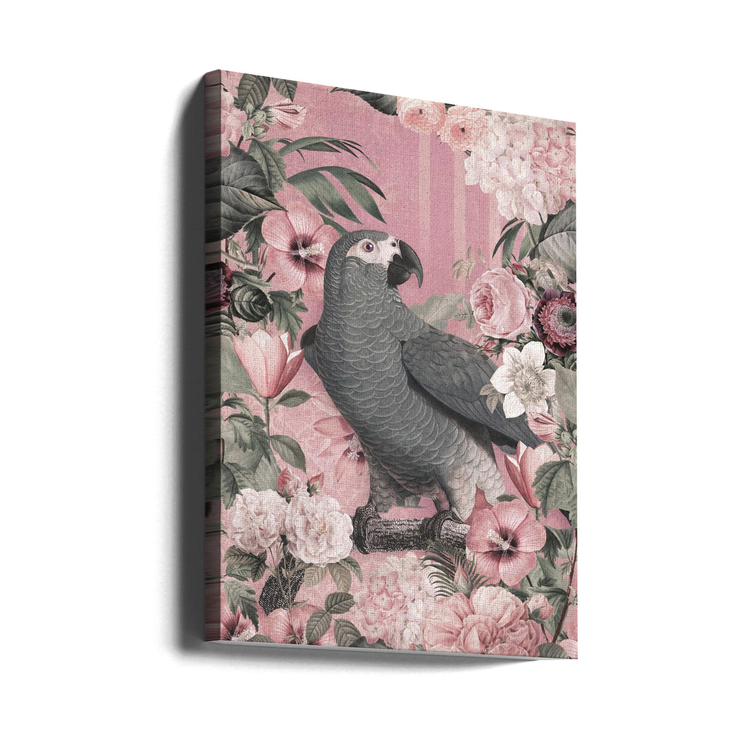 The Parrots Paradise Garden by Andrea Haase | Pink Floral Birds, Large Canvas Wall Art Print | Artsy Earth