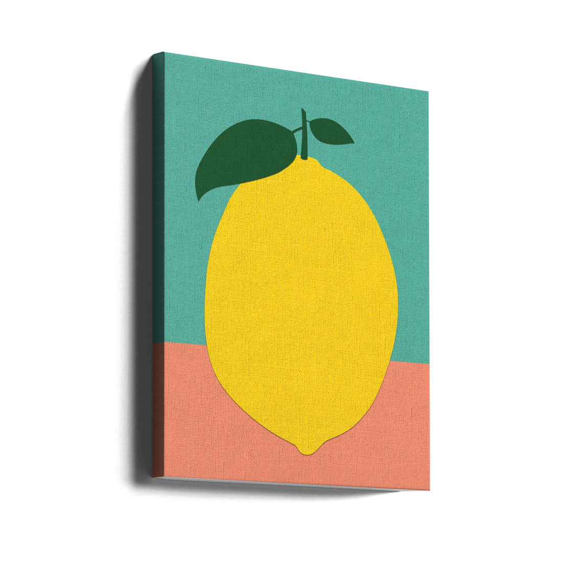 Lemon With Two Leaves by Rosi Feist | Paper Cut Fruit Illustration, Large Canvas Wall Art Print | Artsy Earth