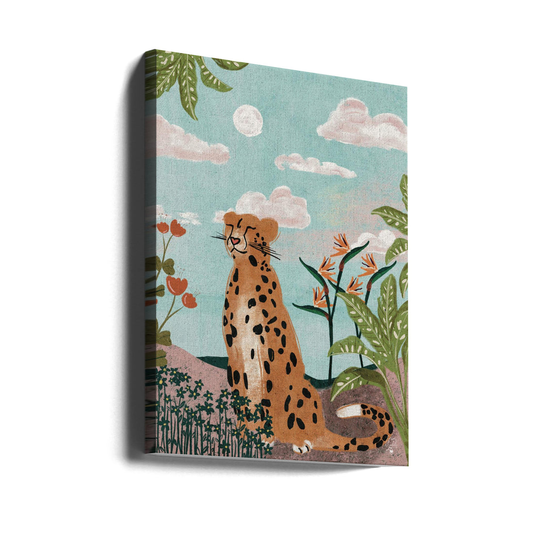 Leopard In Jungle by Erum Khalili | Tropical Paradise Animals, Large Canvas Wall Art Print | Artsy Earth