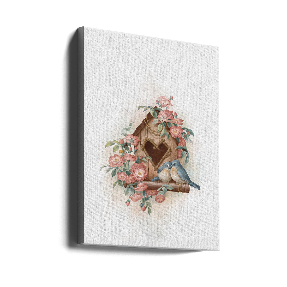 Bird House and Rose by Xuan Thai | Floral Bird Illustration, Large Canvas Wall Art Print | Artsy Earth