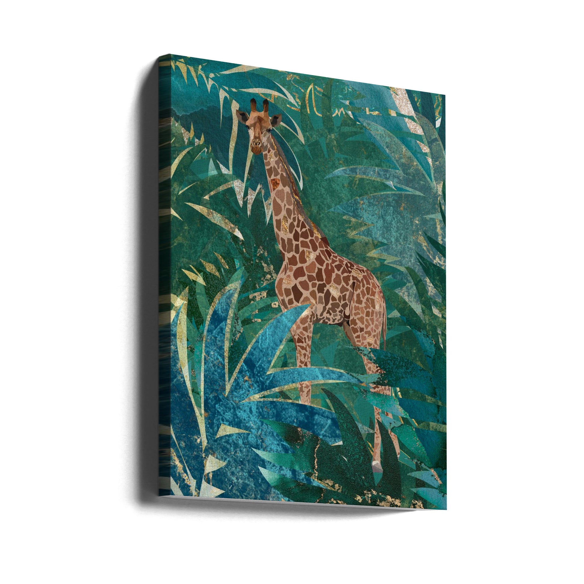 Giraffe in the jungle by Sarah Manovski | Wildlife Nature Pattern, Large Canvas Wall Art Print | Artsy Earth