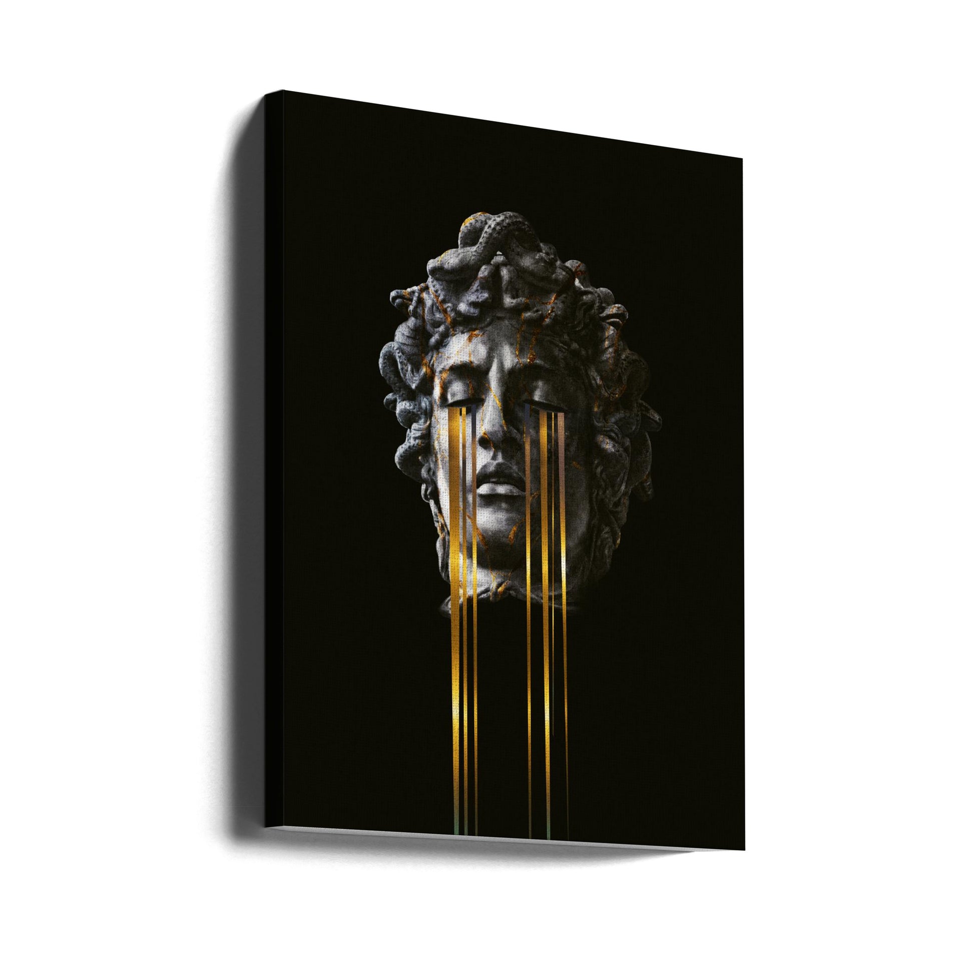 Golden Medusa Tears by Frank Moth | Digital Collage Statue, Large Canvas Wall Art Print | Artsy Earth