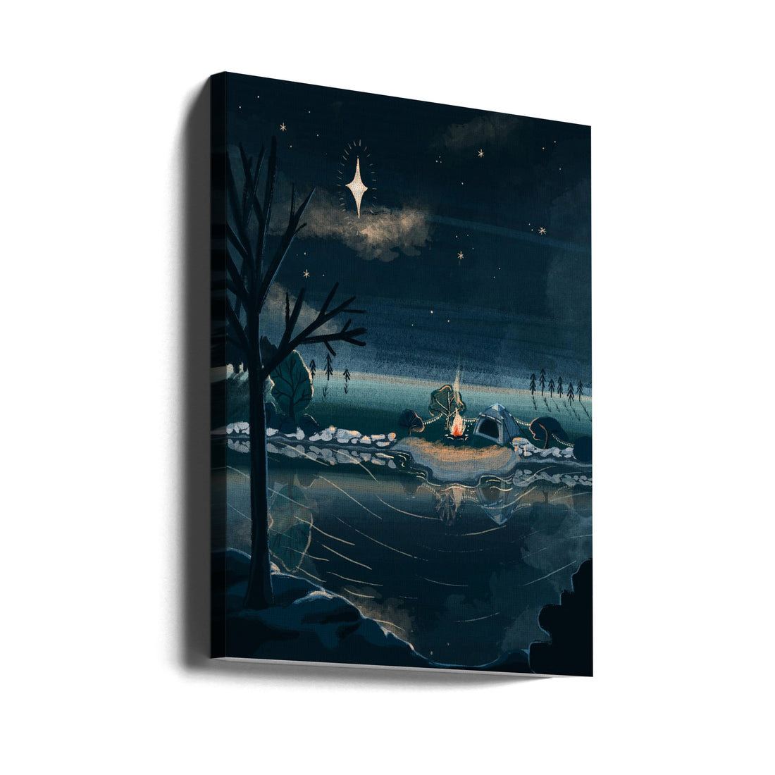 Christmas Campsite by Goed Blauw | Christmas Camping, Large Canvas Wall Art Print | Artsy Earth