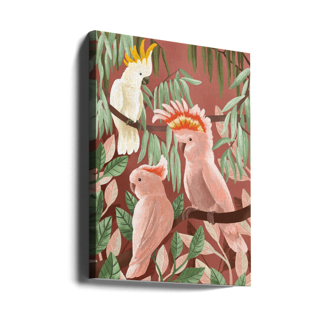 Cockatoos by Goed Blauw | Tropical Birds Illustration, Large Canvas Wall Art Print | Artsy Earth