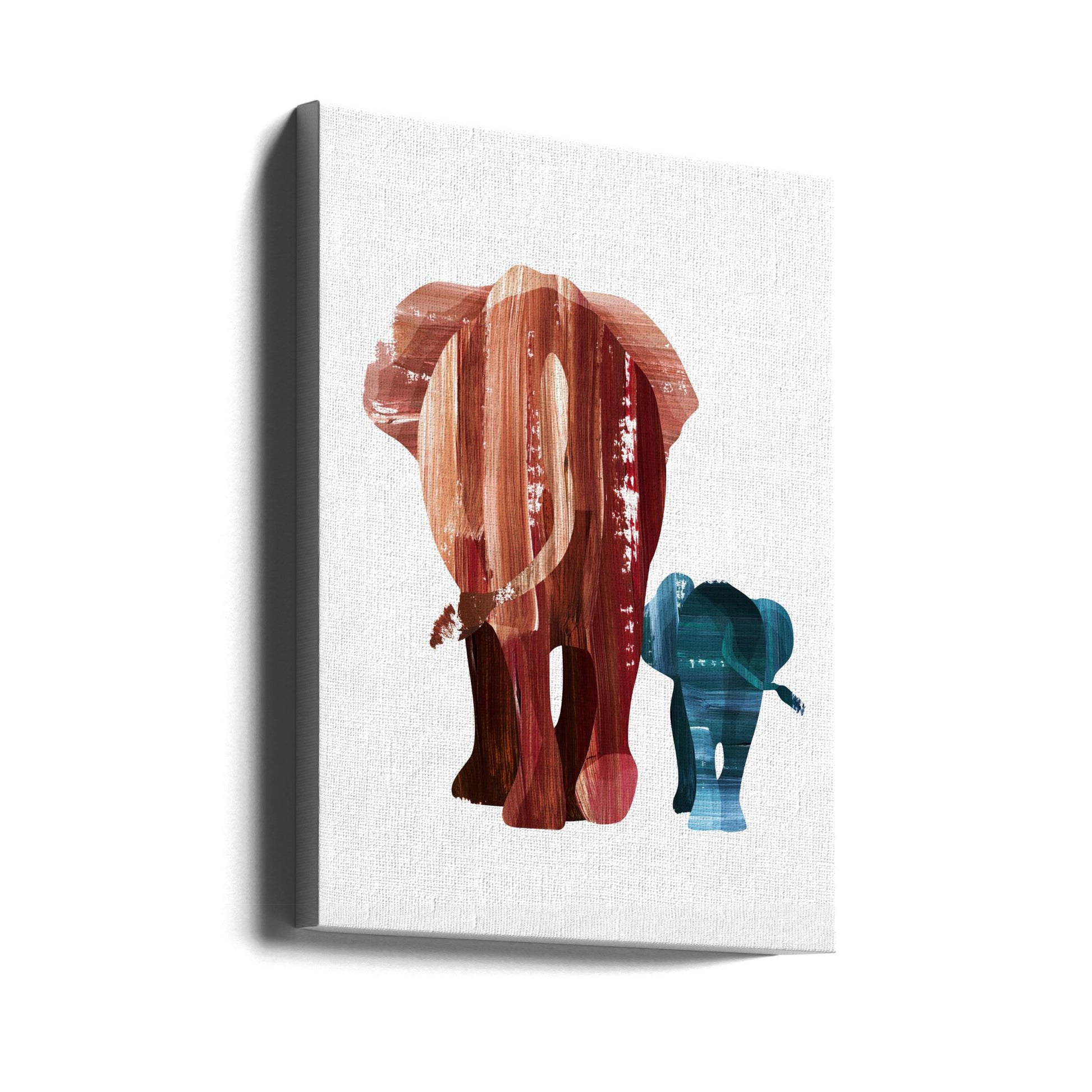 A Walk Together by Goed Blauw | Baby Elephant Family, Large Canvas Wall Art Print | Artsy Earth