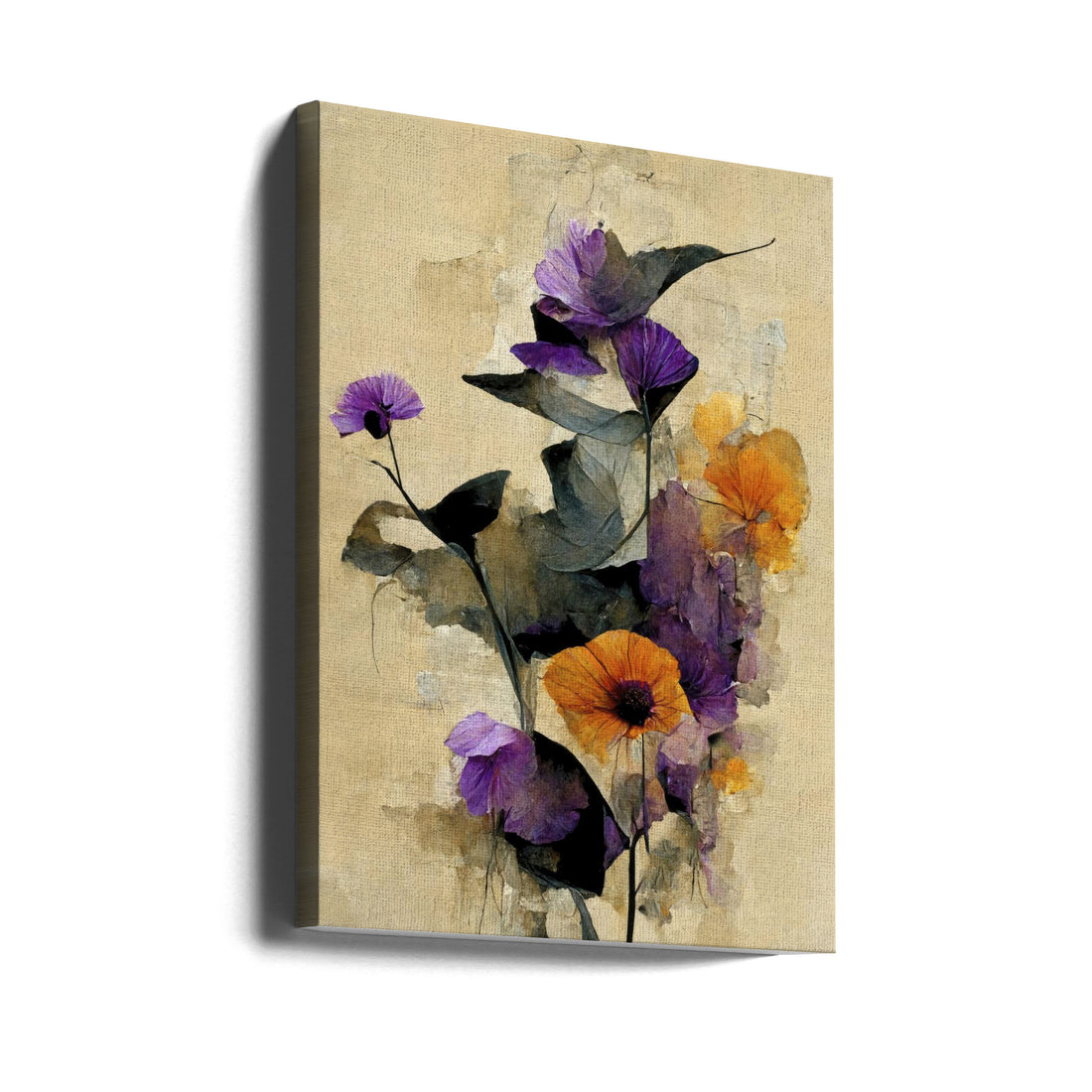 Purple Dry Flowers by Treechild | Abstract Floral Botanical, Large Canvas Wall Art Print | Artsy Earth