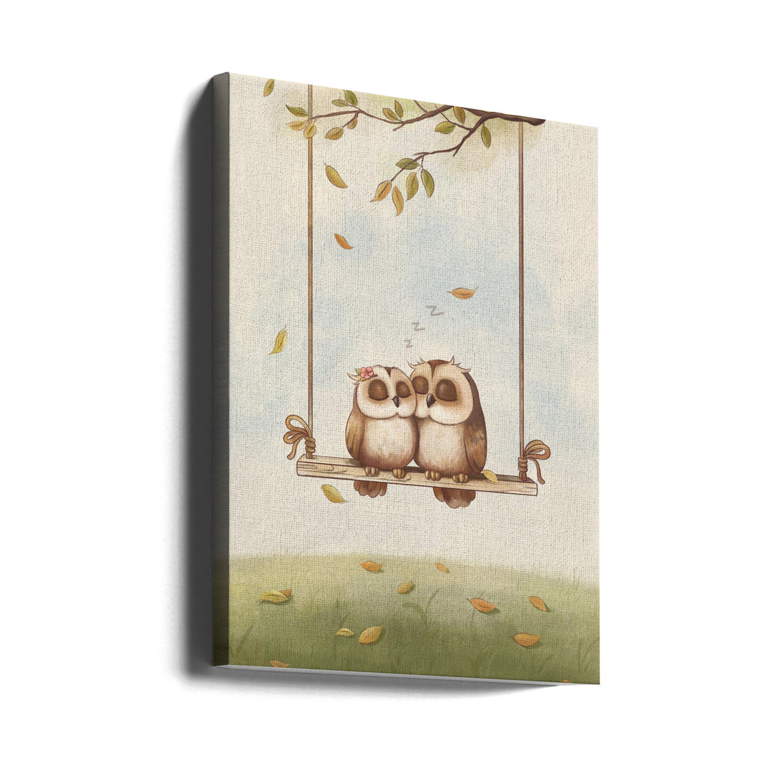 Owls in Love by Xuan Thai | Cute Animal Illustration, Large Canvas Wall Art Print | Artsy Earth