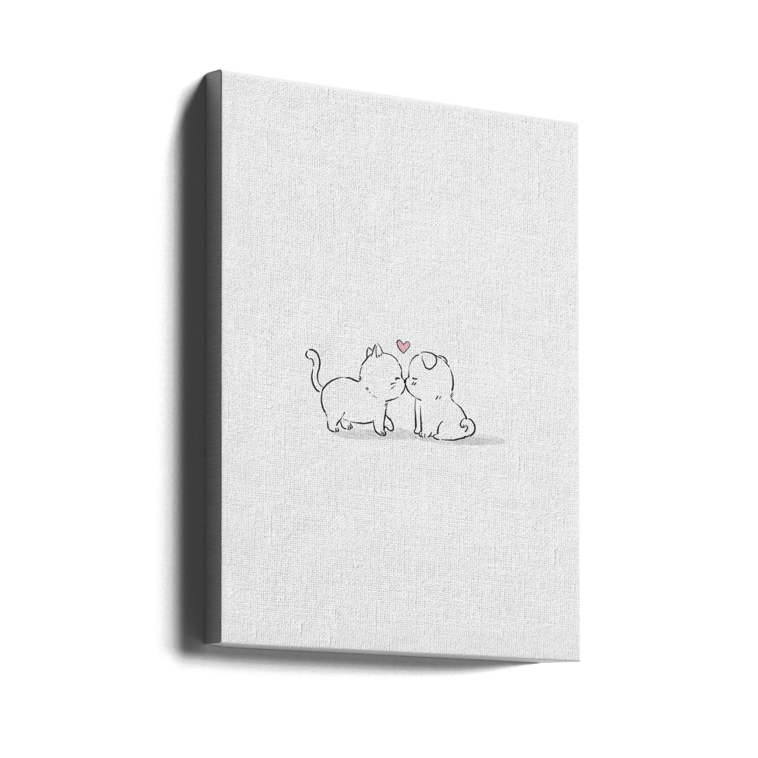 Cat and Dog In Love by Xuan Thai | Cute Animal Illustration, Large Canvas Wall Art Print | Artsy Earth