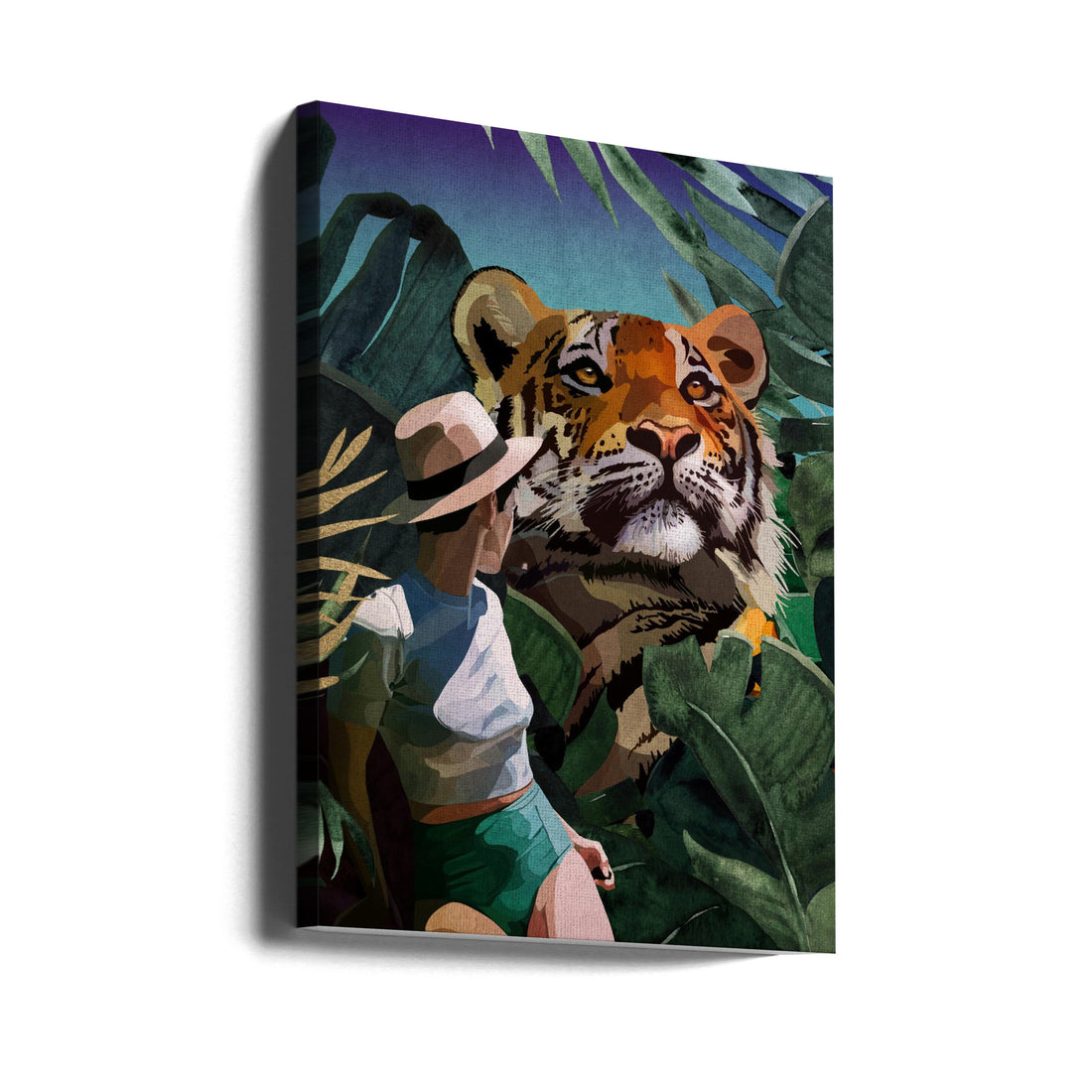 Tropical Tiger Art by Emel Tunaboylu | Exotic Jungle Tiger, Large Canvas Wall Art Print | Artsy Earth