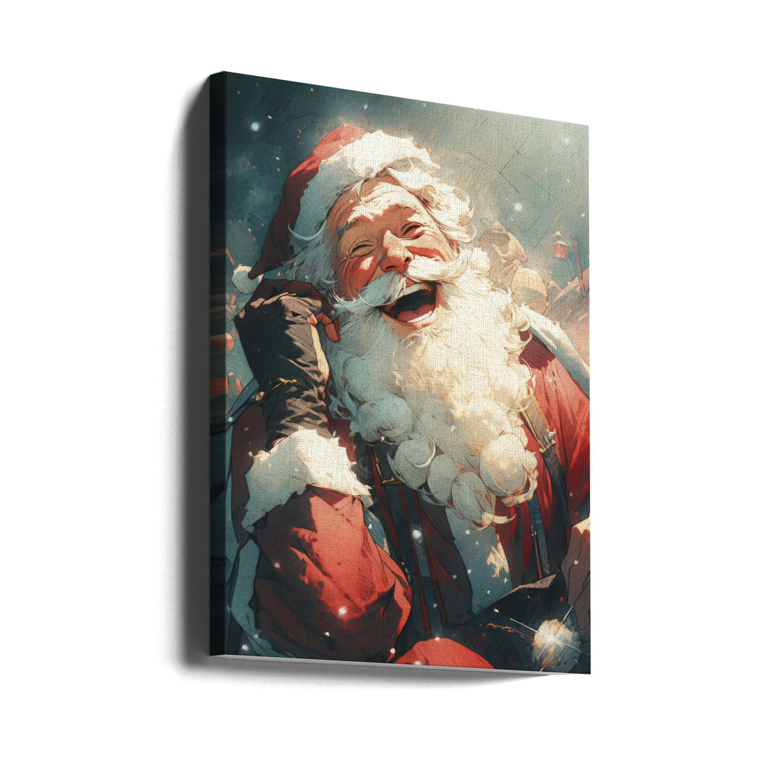 Laughing Santa by Treechild | Christmas Celebration, Large Canvas Wall Art Print | Artsy Earth