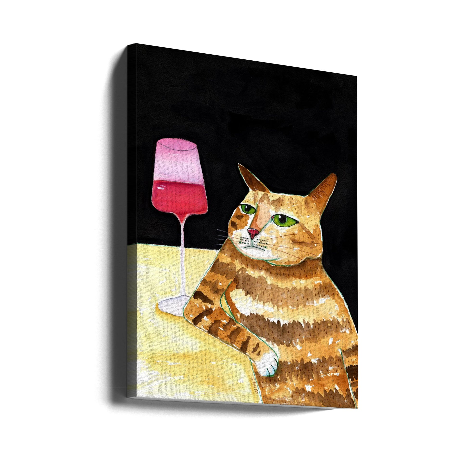 Cat Friday Night Drinks by Sharyn Bursic | Funny Wine Cat, Large Canvas Wall Art Print | Artsy Earth