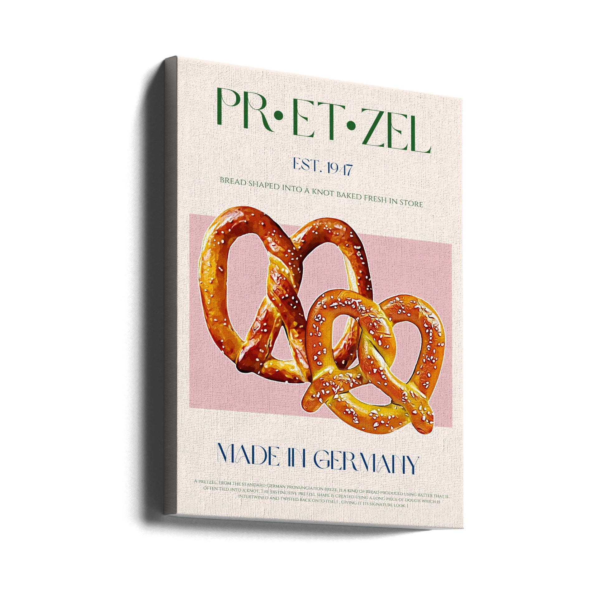 Pretzel Print by Nazma Khokhar | Retro Food Poster, Large Canvas Wall Art Print | Artsy Earth