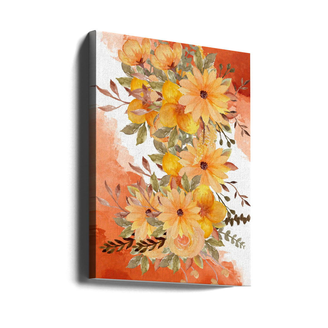 Orange Flowers by Hussein Abdel Aal | Watercolor Floral Painting, Large Canvas Wall Art Print | Artsy Earth