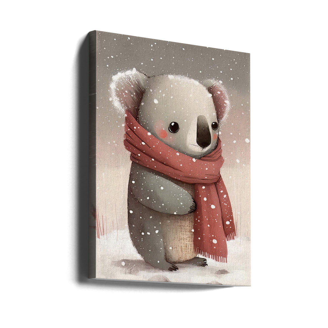 Winter Koala by Bilge Paksoylu | Cute Snow Animal, Large Canvas Wall Art Print | Artsy Earth