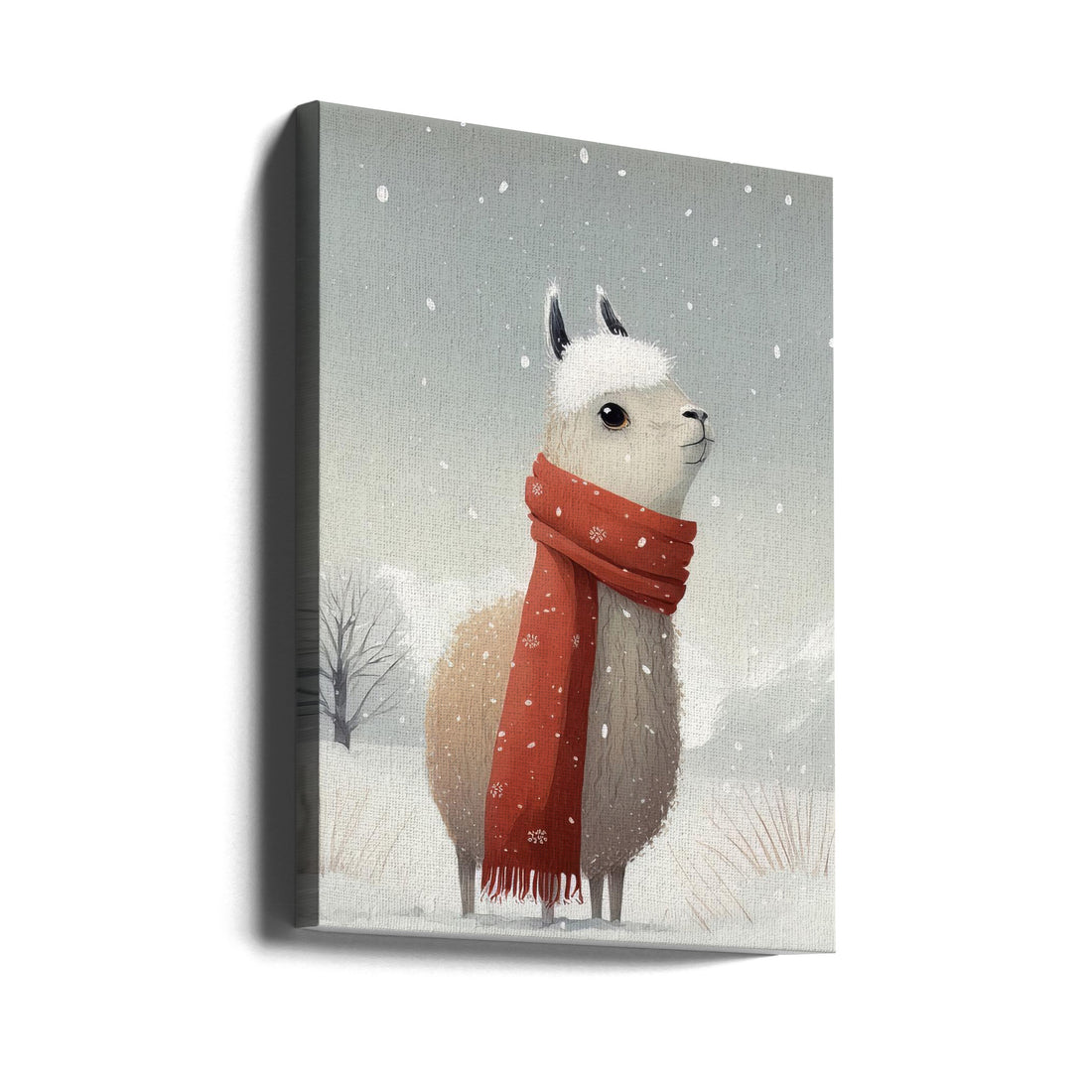 Winter Llama Farm by Bilge Paksoylu | Snowy Rural Pastoral, Large Canvas Wall Art Print | Artsy Earth