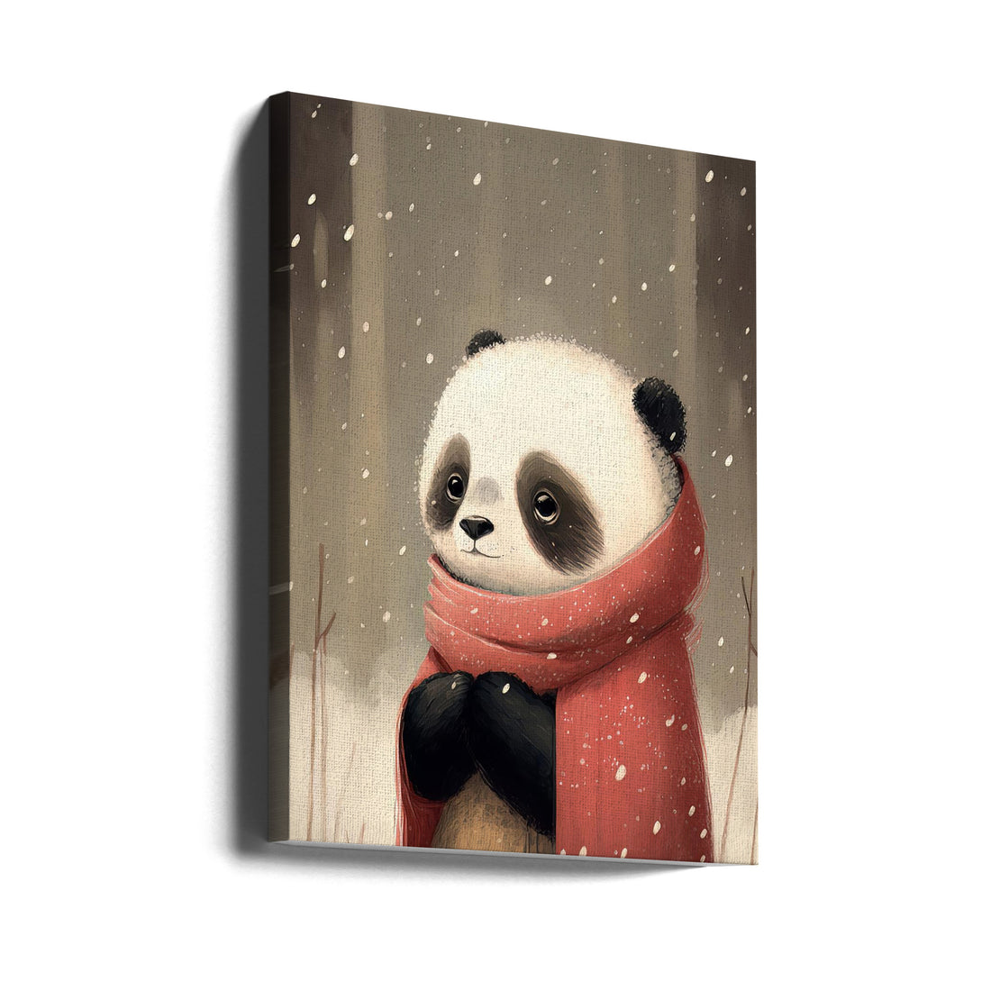 Cute Panda Winter by Bilge Paksoylu | Nursery Animal Decor, Large Canvas Wall Art Print | Artsy Earth